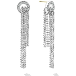 Silver<LAGOS Cascading Caviar Diamond Earrings