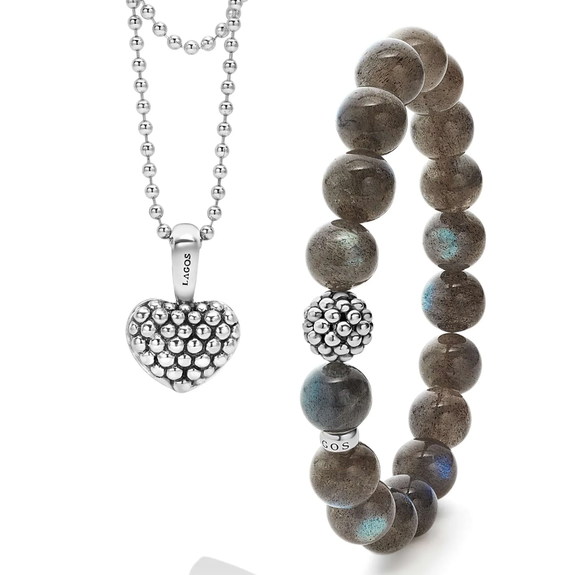 Two-Tone<LAGOS Caviar Beaded Bracelet And Necklace Gift Set