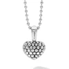 Silver<LAGOS Caviar Beaded Heart Pendant Necklace
