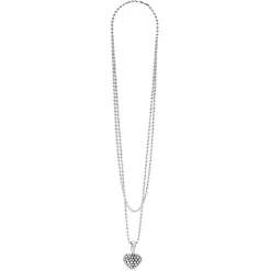Silver<LAGOS Caviar Beaded Heart Pendant Necklace