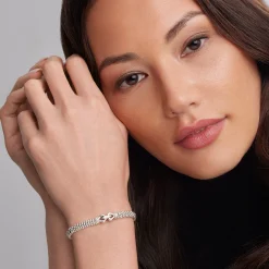 Silver<LAGOS Caviar Buckle Diamond Bracelet | 6Mm