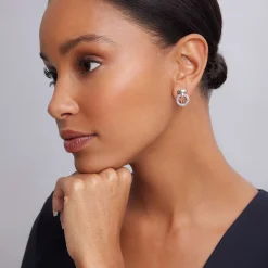 Silver<LAGOS Caviar Circle Bar Earrings