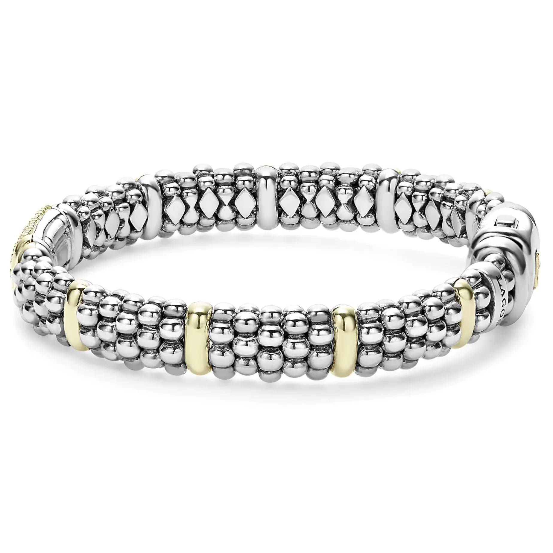 Two-Tone<LAGOS Caviar Diamond Bracelet | 9Mm