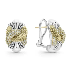 Two-Tone<LAGOS Caviar Diamond Knot Earrings