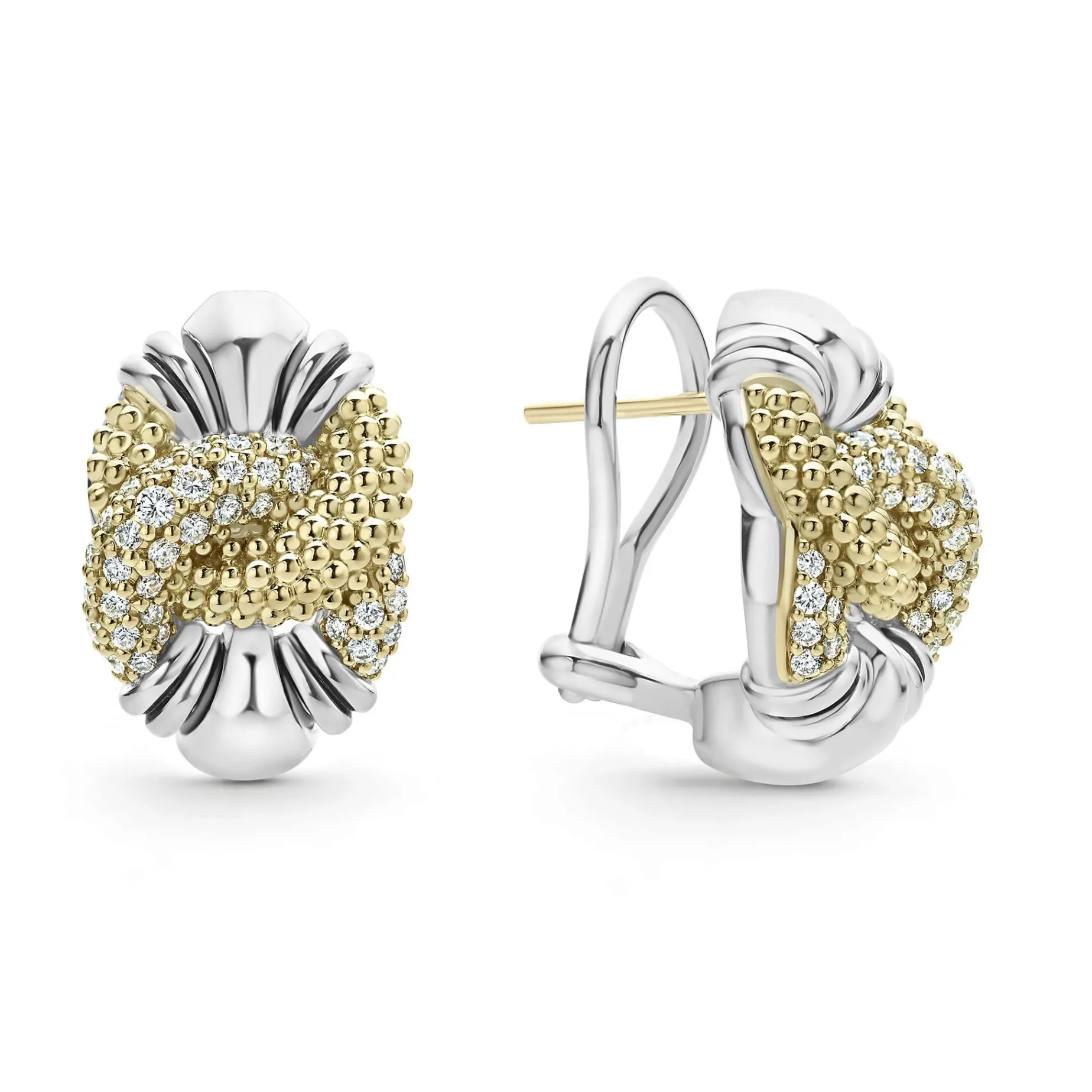Two-Tone<LAGOS Caviar Diamond Knot Earrings