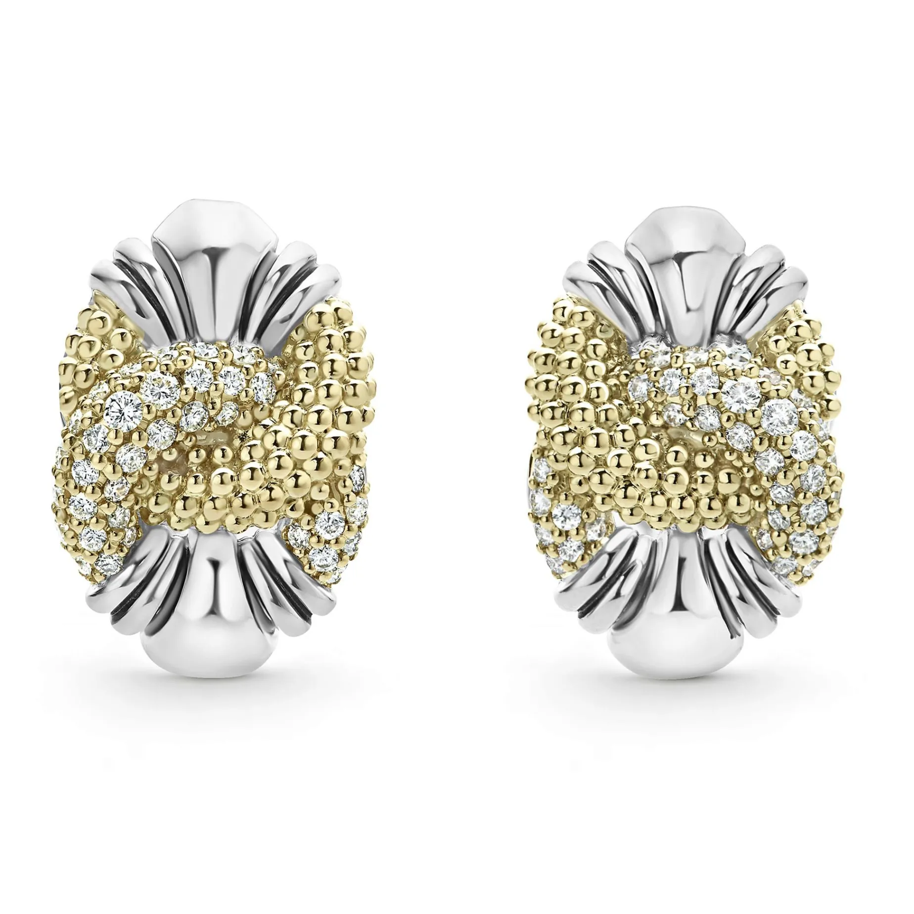 Two-Tone<LAGOS Caviar Diamond Knot Earrings