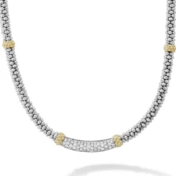 Two-Tone<LAGOS Caviar Diamond Necklace | 3Mm