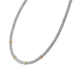 Two-Tone<LAGOS Caviar Diamond Necklace | 5Mm