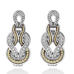 Two-Tone<LAGOS Caviar Knot Diamond Drop Earrings