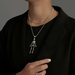 Silver<LAGOS Caviar Skeleton Pendant Necklace