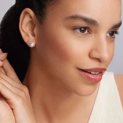 Silver<LAGOS Caviar Square Diamond Stud Earrings