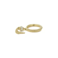 Gold<LAGOS Caviar Tassel Diamond Ring