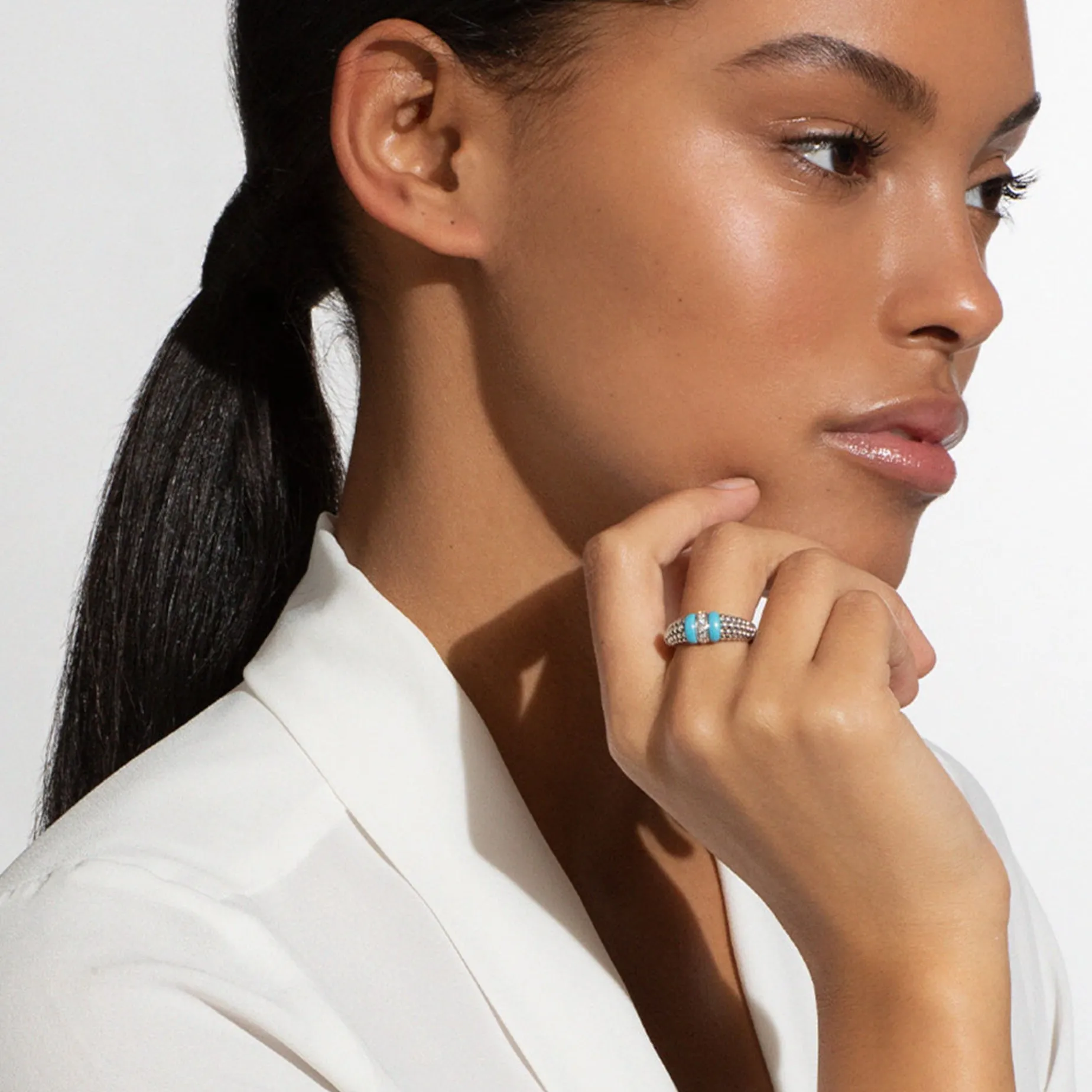 Diamonds<LAGOS Ceramic And Caviar Diamond Ring