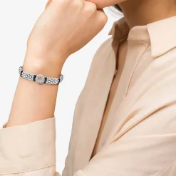 Silver<LAGOS Ceramic And Diamond Circle Bracelet | 9Mm