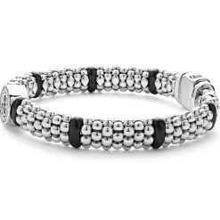 Silver<LAGOS Ceramic And Diamond Circle Bracelet | 9Mm