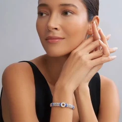 Silver<LAGOS Ceramic And Diamond Circle Bracelet | 9Mm