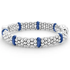 Silver<LAGOS Ceramic And Diamond Circle Bracelet | 9Mm