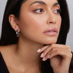 Diamonds<LAGOS Ceramic And Diamond Hoop Earrings