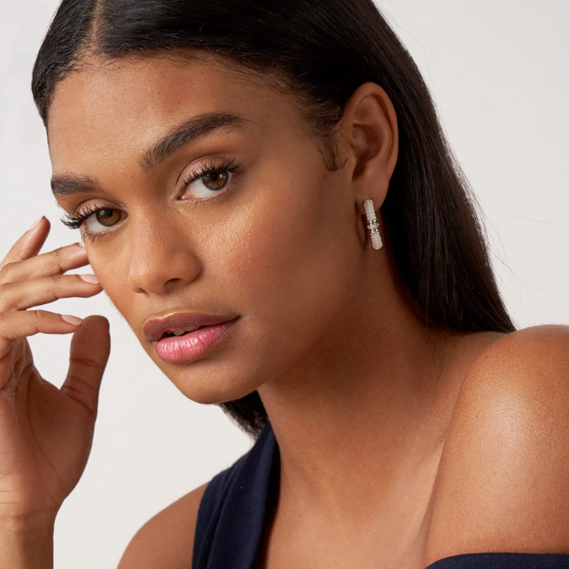 Hoop Earrings<LAGOS Ceramic And Diamond Hoop Earrings