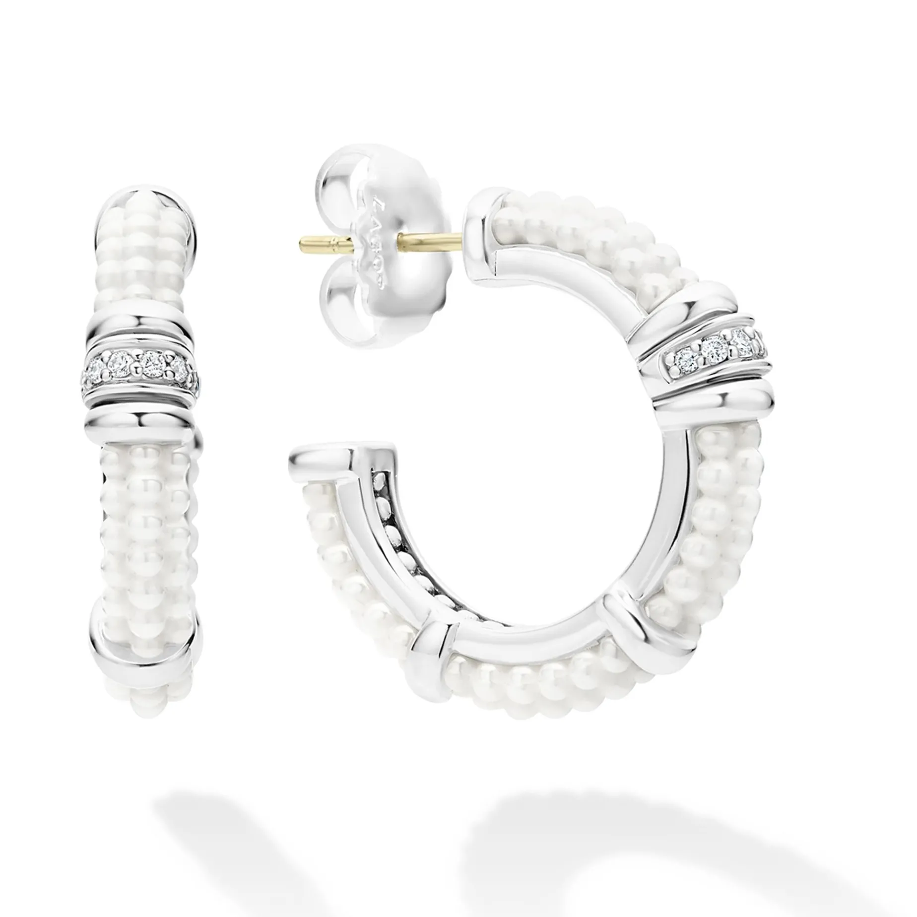 Diamonds<LAGOS Ceramic And Diamond Hoop Earrings