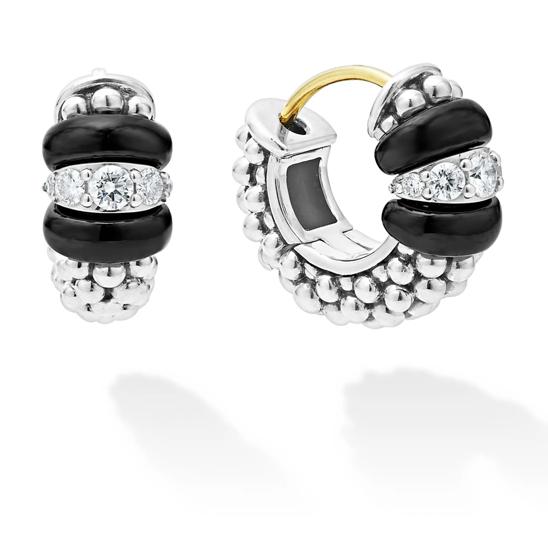 Diamonds<LAGOS Ceramic And Diamond Huggie Earrings