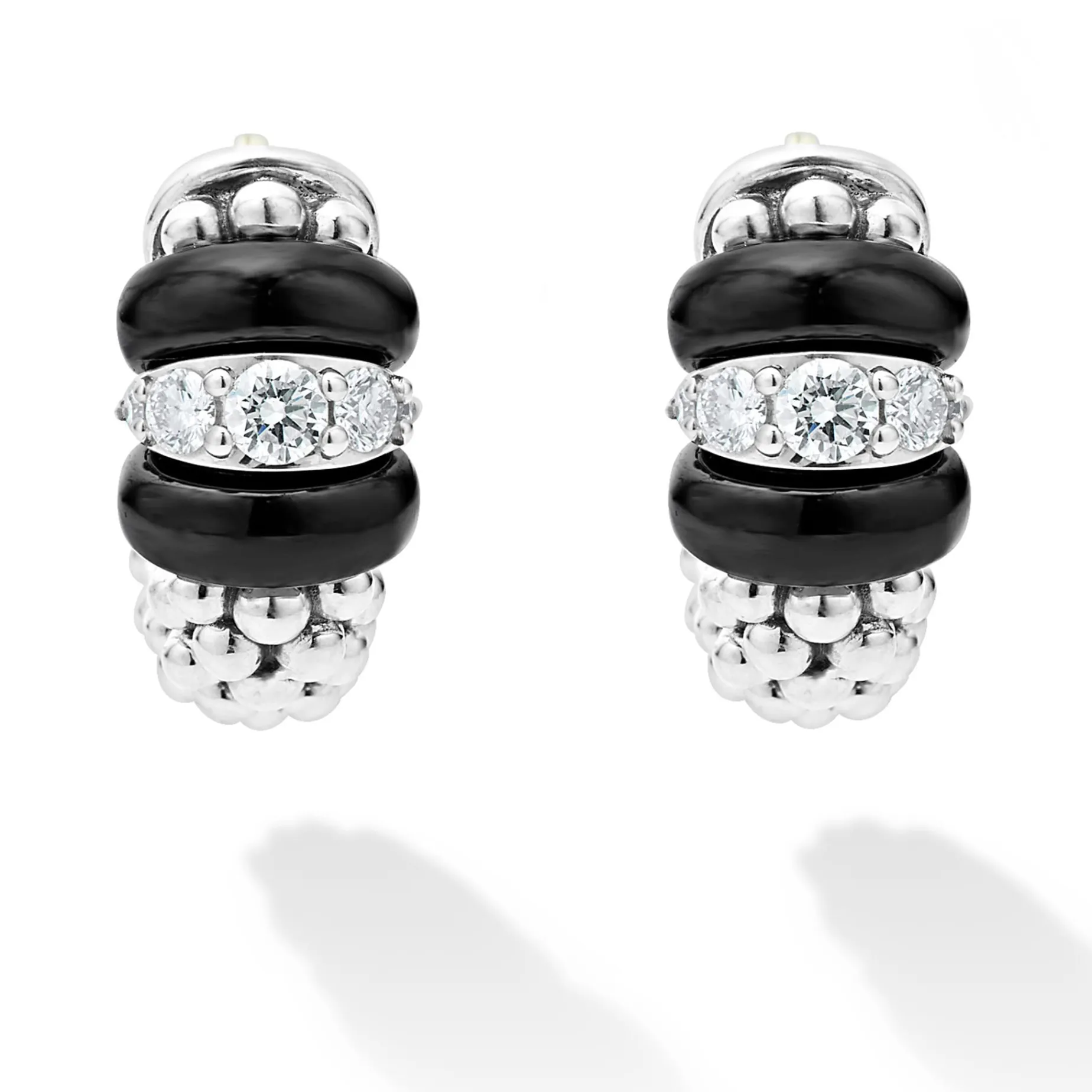Diamonds<LAGOS Ceramic And Diamond Huggie Earrings