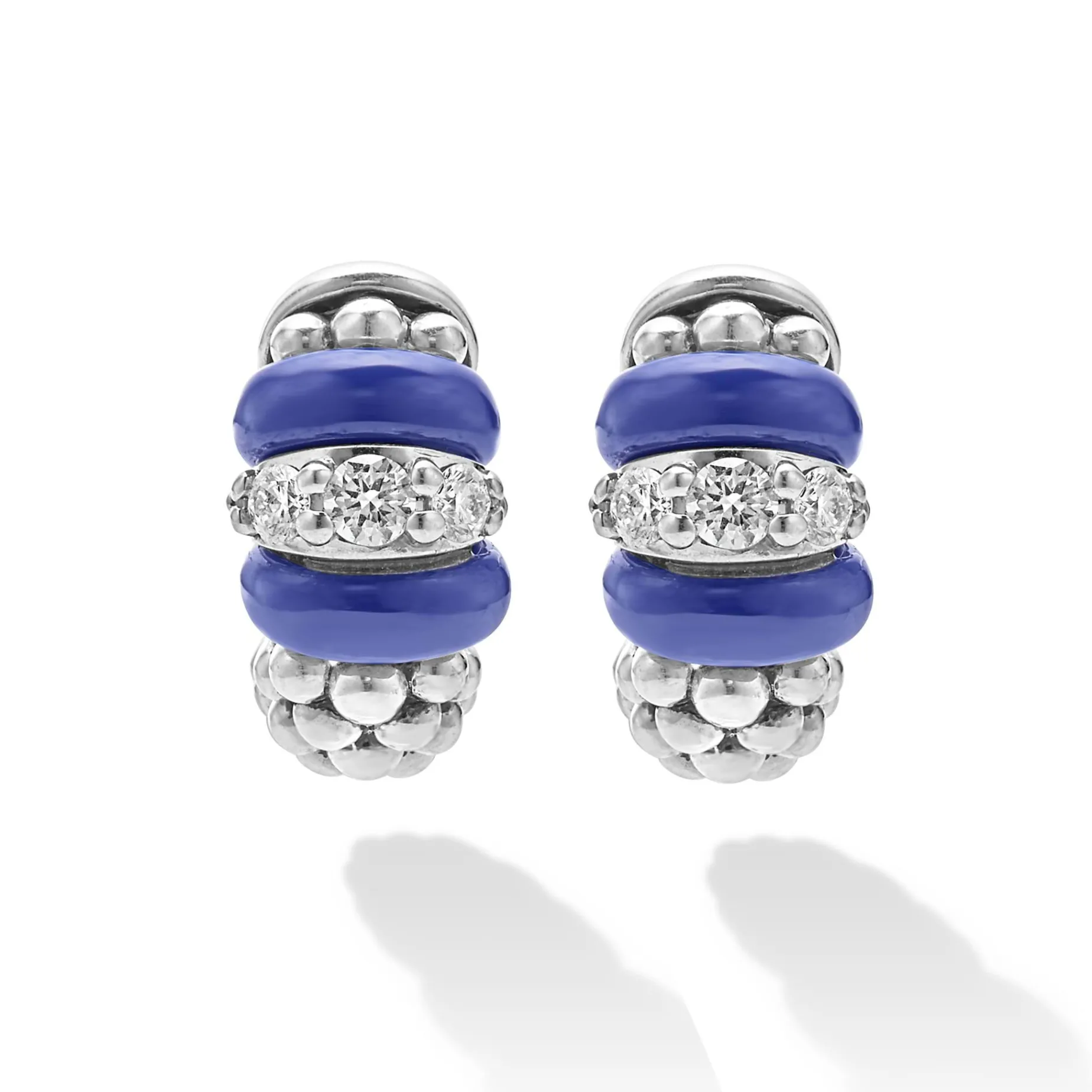 Huggie Earrings<LAGOS Ceramic And Diamond Huggie Earrings