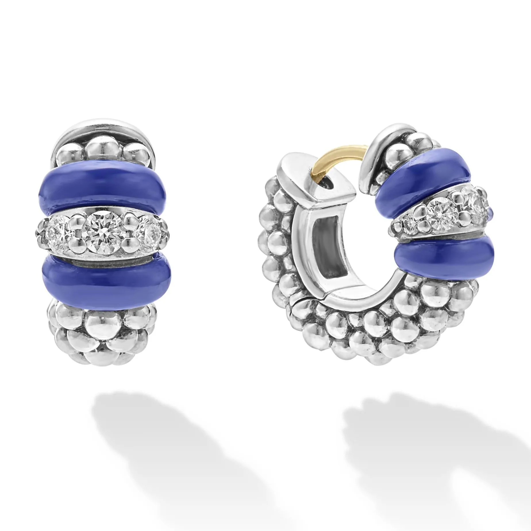 Diamonds<LAGOS Ceramic And Diamond Huggie Earrings