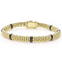 Gold<LAGOS Ceramic And 18K Gold Caviar Bracelet | 6Mm