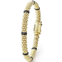 Gold<LAGOS Ceramic And 18K Gold Caviar Bracelet | 6Mm