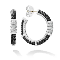 Diamonds<LAGOS Ceramic Beaded Diamond Hoop Earrings