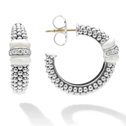 Diamonds<LAGOS Ceramic Caviar Diamond Hoop Earrings