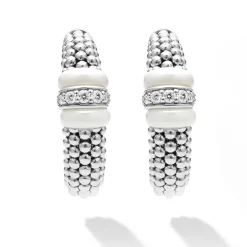 Diamonds<LAGOS Ceramic Caviar Diamond Hoop Earrings