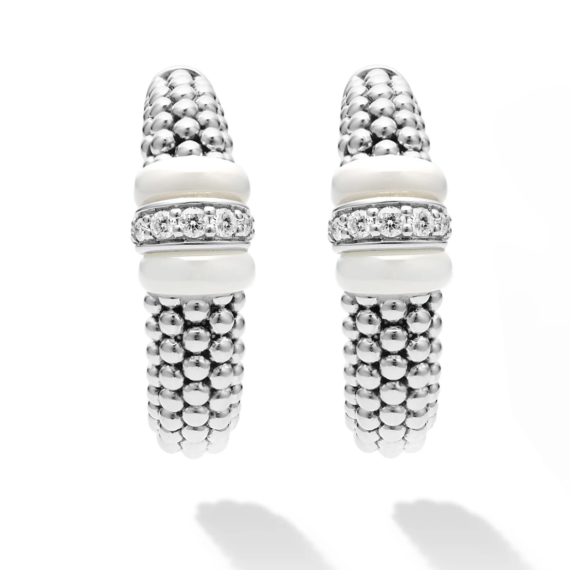 Diamonds<LAGOS Ceramic Caviar Diamond Hoop Earrings