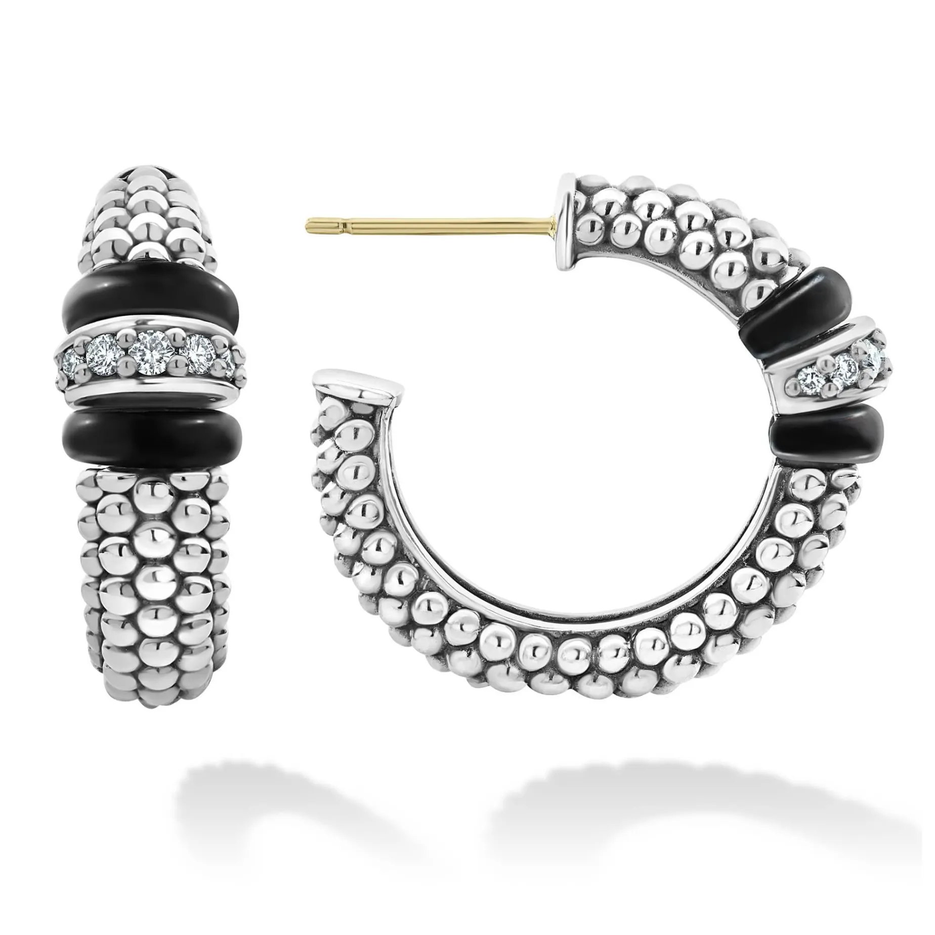 Diamonds<LAGOS Ceramic Caviar Diamond Hoop Earrings