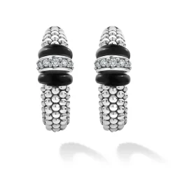 Diamonds<LAGOS Ceramic Caviar Diamond Hoop Earrings