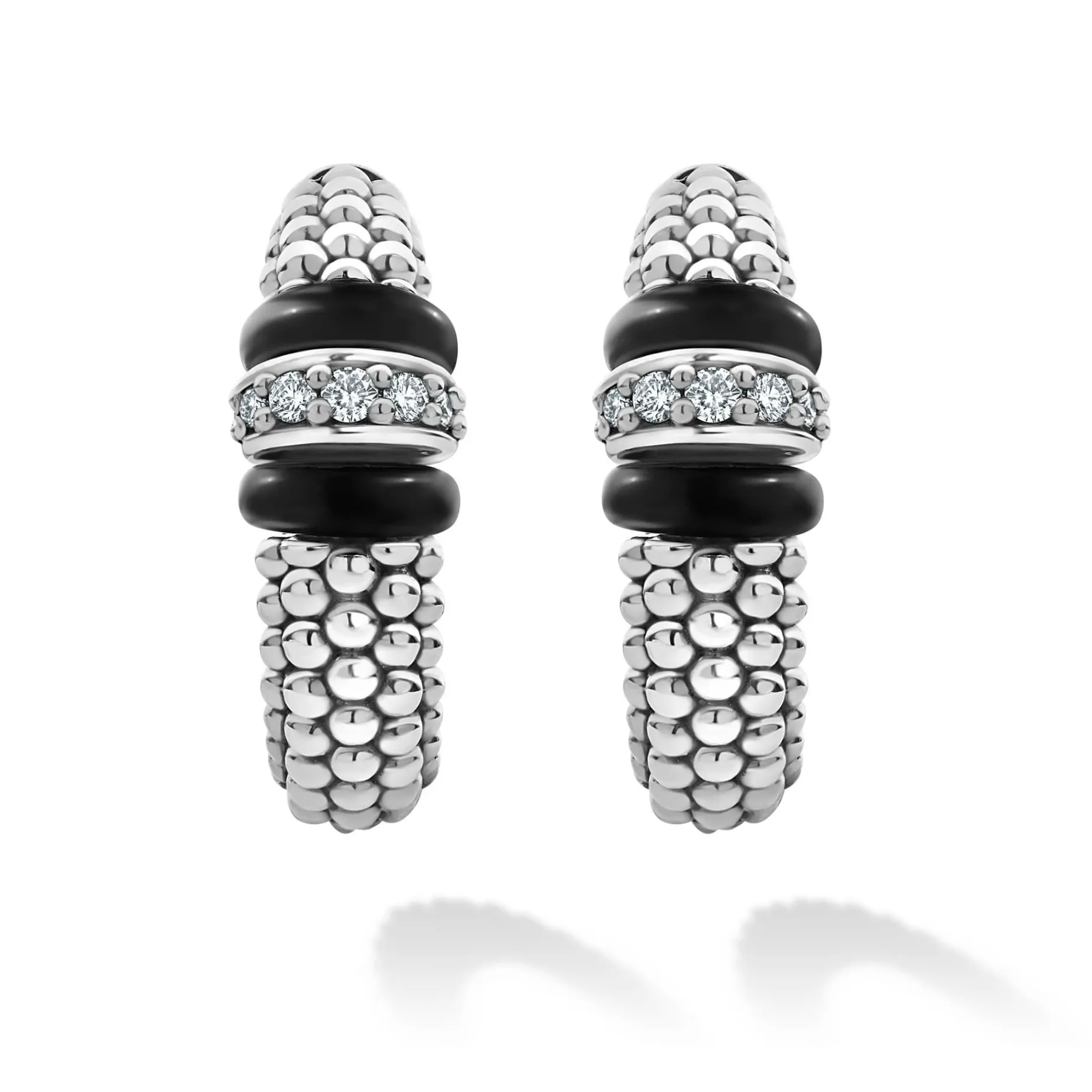 Diamonds<LAGOS Ceramic Caviar Diamond Hoop Earrings