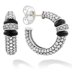 Diamonds<LAGOS Ceramic Caviar Diamond Hoop Earrings