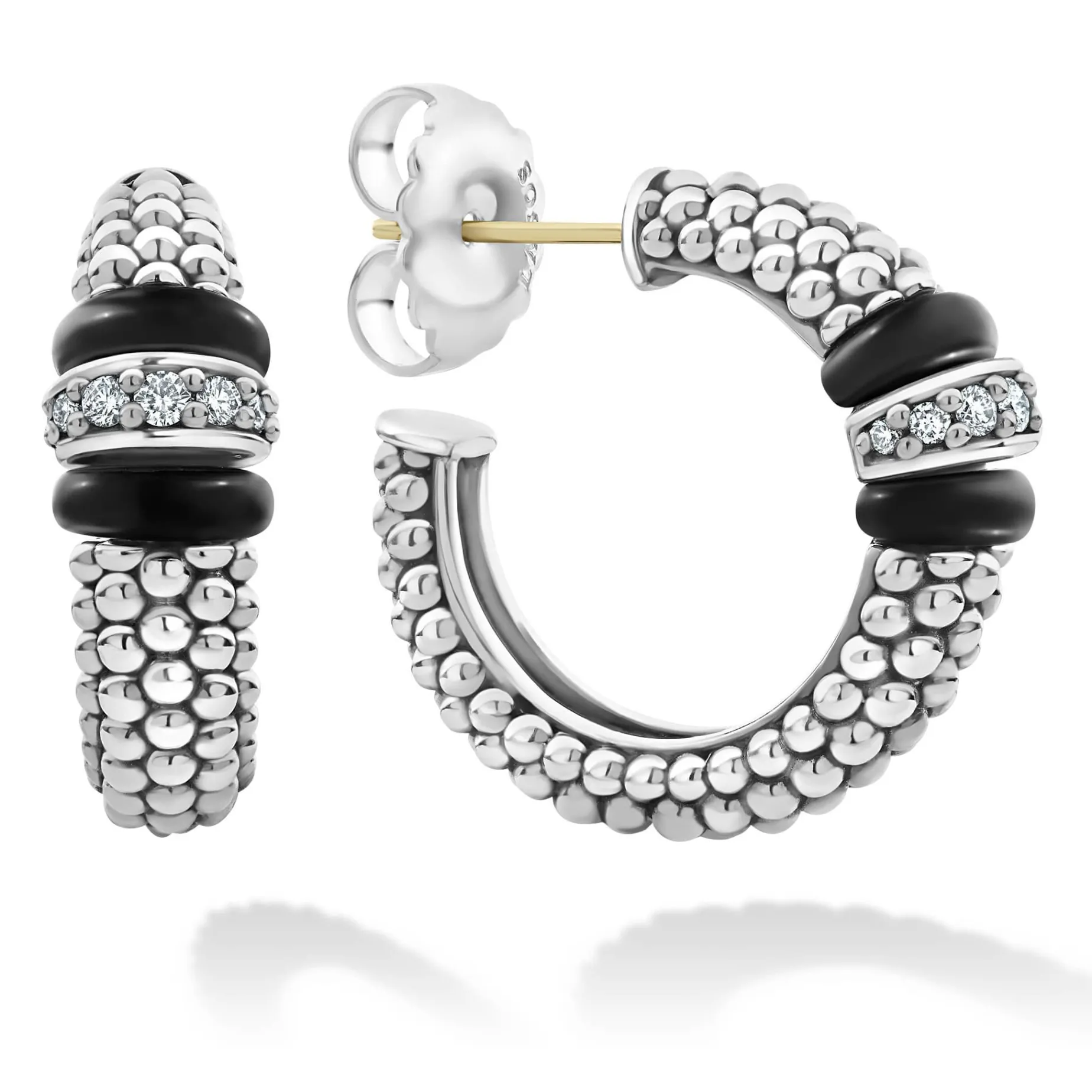 Diamonds<LAGOS Ceramic Caviar Diamond Hoop Earrings
