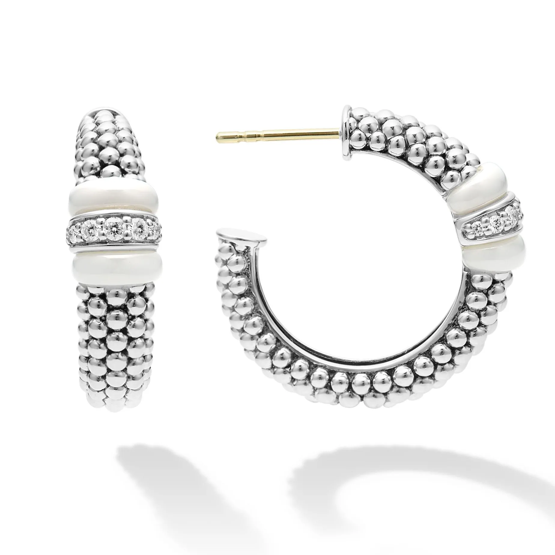 Hoop Earrings<LAGOS Ceramic Caviar Diamond Hoop Earrings