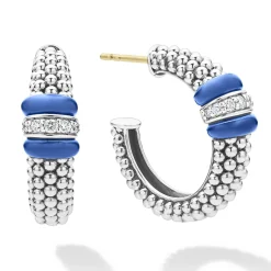 Hoop Earrings<LAGOS Ceramic Caviar Diamond Hoop Earrings