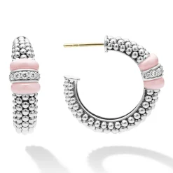 Hoop Earrings<LAGOS Ceramic Caviar Diamond Hoop Earrings