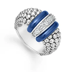 Silver<LAGOS Ceramic Caviar Diamond Ring