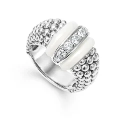 Silver<LAGOS Ceramic Caviar Diamond Ring