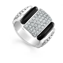 Silver<LAGOS Ceramic Caviar Diamond Statement Ring