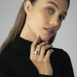 Silver<LAGOS Ceramic Caviar Diamond Statement Ring