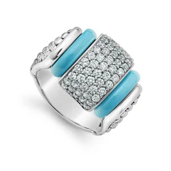 Silver<LAGOS Ceramic Caviar Diamond Statement Ring