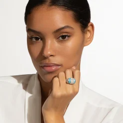 Silver<LAGOS Ceramic Caviar Diamond Statement Ring