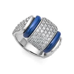 Silver<LAGOS Ceramic Caviar Diamond Statement Ring
