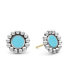 Silver<LAGOS Ceramic Circle Stud Earrings